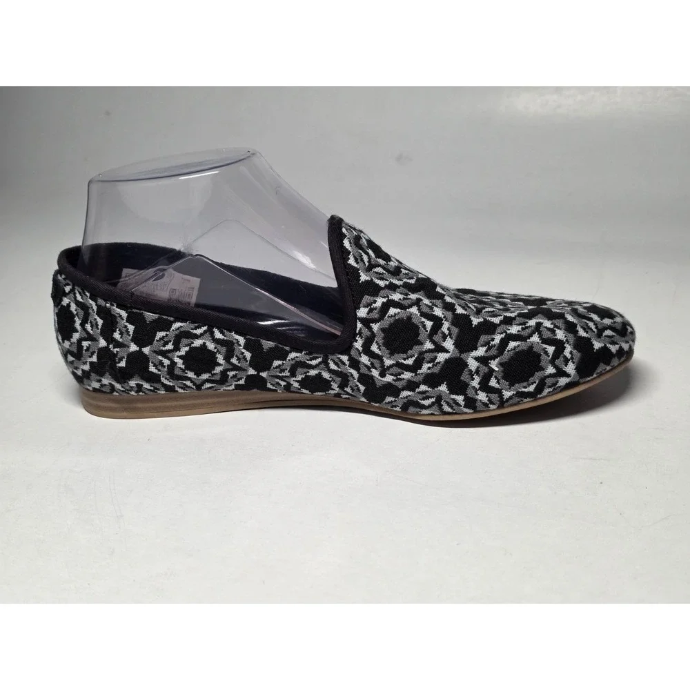 Toms Women's Shoes Size 7 Black Gray Darcy Slip On Flats Comfort Ballets